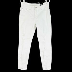 Rhodanthe Women's RO1 Distressed Stretch Skinny Boyfriend White Jeans Sz 10 NWT